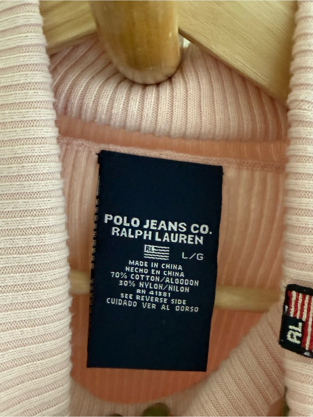 Ralph Lauren Polo Jeans Co Y2K soft girl preppy coquette Pink Ribbed Turtleneck - Picture 3 of 6